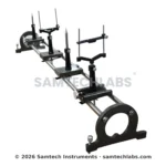 Optical bench apparatus with twin rods, dual-unit scale and four riders on levelling metal stands