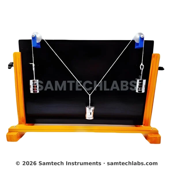 Gravesand's apparatus for demonstrating the parallelogram law of forces