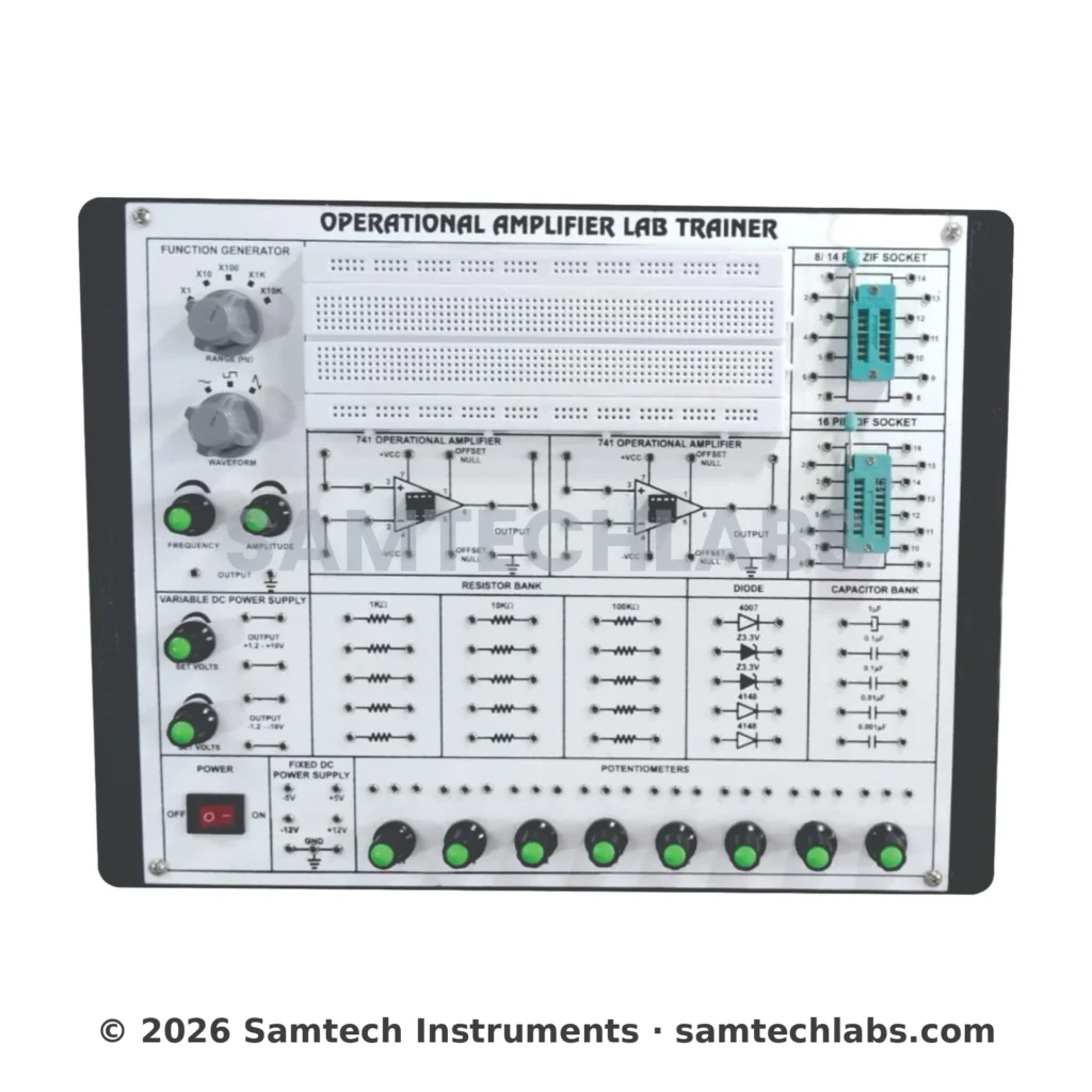 Operational Amplifier Lab Trainer with function generator, 741 op-amps and breadboard - Samtech Instruments, Ambala