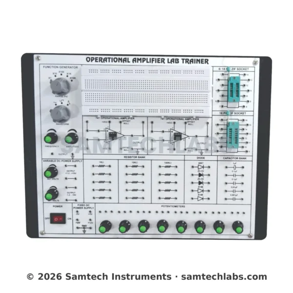 Operational Amplifier Lab Trainer with function generator, 741 op-amps and breadboard - Samtech Instruments, Ambala