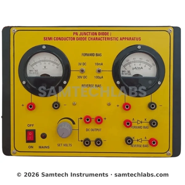 PN Junction Diode / Semiconductor Diode Characteristic Apparatus with two analog meters, forward and reverse bias - Samtech Instruments, Ambala
