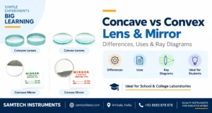 Concave vs convex lens and mirror differences, uses and ray diagrams - Samtech Instruments, Ambala