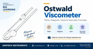 Ostwald viscometer parts, diagram, uses and viscosity formula guide - Samtech Instruments, Ambala