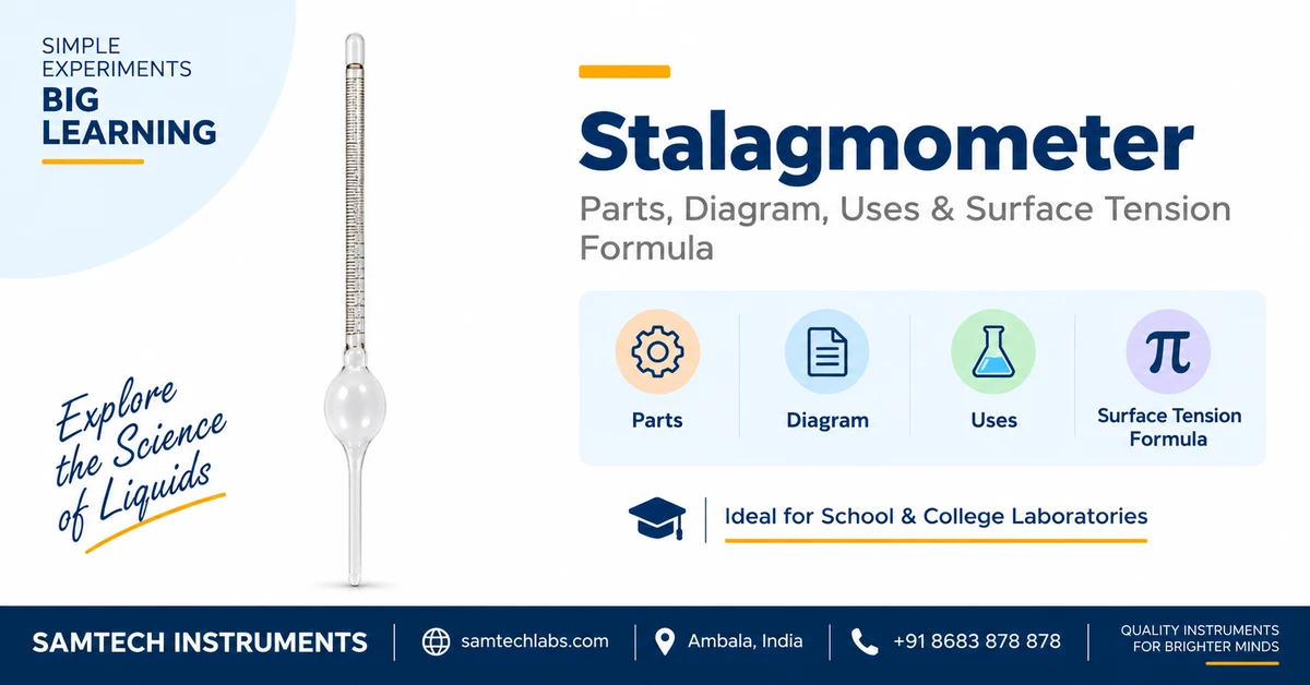 Stalagmometer parts, diagram, uses and surface tension formula guide - Samtech Instruments, Ambala